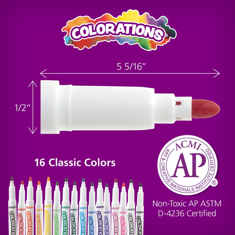 Colorations Washable Markers, Set of 256, 16 Colors, Non-Toxic, Bulk Art Supplies for Kids, Classroom Kit, Coloring Classroom Pack, Crafting Materials - Image 2